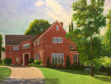 Pasadena California Bradford Street home oil painting