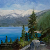 Lake Tahoe pine tree art oil painting