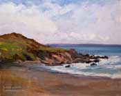 Moonstone Beach Tide Cambria Seascape Oil Painting on Linen Panel - ocean waves breaking against rocks on shore
